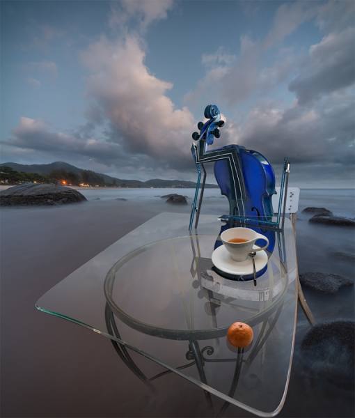 Photograph Ray Art Blue Violin on One Eyeland